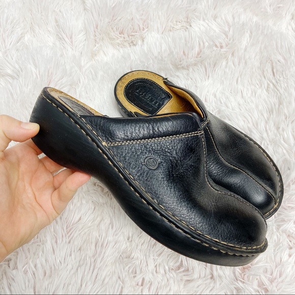 leather clogs and mules